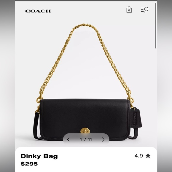 NWOT COACH Dinky Bag in Black Glove tanned leather - Coach Originals - Picture 9 of 11